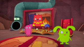 Cartoon monsters fireplace clock scene - little free wallpaper