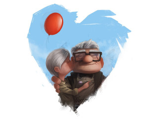 Man woman kissing heart balloon - a man and a woman free wallpaper
