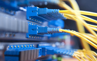 Network switch yellow wires close - free technology wallpaper