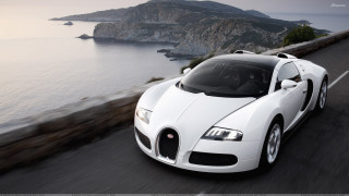 White bugatti ocean road cliff - neoclassicism free wallpaper for desktop