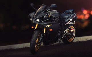 Black motorcycle night road lights - the side of a road free wallpaper