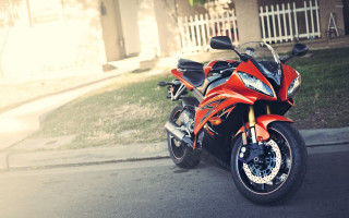 Motorcycle parked road house tree - a fence free wallpaper