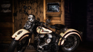 Motorcycle brick wall wooden door - a brick wall behind free wallpaper