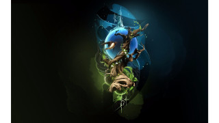 Stylized tree blue green background - background free wallpaper for desktop