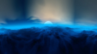 Blue sky mountain ocean moon - derold page free wallpaper