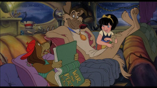 Girl reading bear cub couch - a book free wallpaper