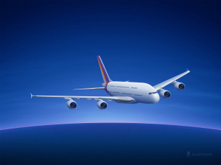 Jetliner flying blue sky earth - andries stock free wallpaper