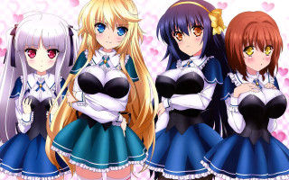 Anime girls dresses hearts background 2 - heart free wallpaper