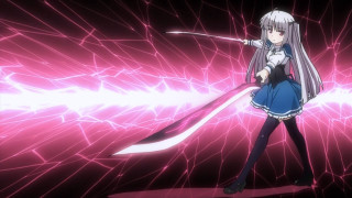 Girl sword pink background lightning - rayonism free wallpaper for desktop