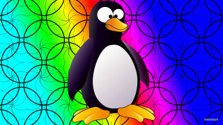 Penguin rainbow background blue circle - a penguin free wallpaper