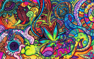Colorful fish painting vibrant colors - psychedelic art free wallpaper