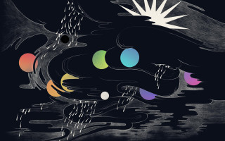 Black white dragon rainbow eyeball - its mouth free wallpaper