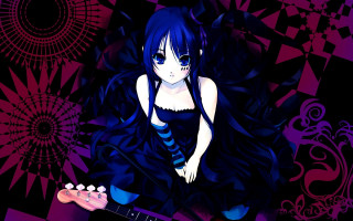 Woman guitar purple black shapes - her hand and a background free wallpaper