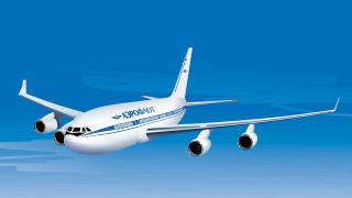 Large jetliner blue sky clouds - ultra free wallpaper