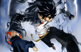 Man black outfit running sword - vanita free wallpaper