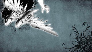 Woman knife dragon arm flower - her hand and a dragon free wallpaper