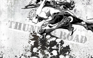 Woman black white outfit flying 2 - modern european ink painting free wallpaper