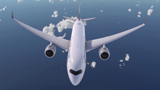Jetliner flying blue sky clouds 18 - realistic free wallpaper