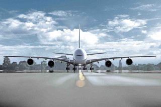 Large jetliner airport runway blue - free airplane wallpaper