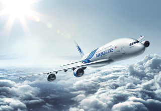 Jetliner flying cloudy sky above 5 - free airplane wallpaper