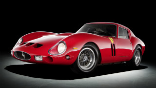 Red sports car yellow stripe - fine art free wallpaper