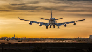 Jetliner cloudy sky runway sunset - sunset free wallpaper