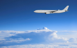 Jetliner flying blue sky clouds - sky free wallpaper