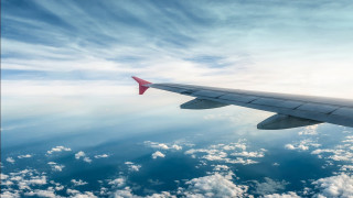 Plane wing clouds water blue - a view of the wing free wallpaper