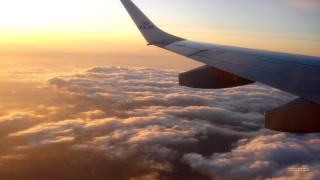 Plane wing clouds sunset sunrise - sunset free wallpaper