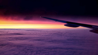 Airplane wing sunset clouds ocean - sunset free wallpaper