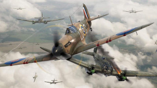 Planes flying sky clouds propellers - donald sherwood free wallpaper