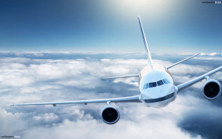 Jetliner flying cloudy sky sun 2 - sky free wallpaper
