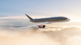 Jetliner cloudy sky above red - a red tail free wallpaper
