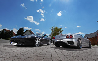 Two cars brick road house - fantastic free wallpaper
