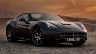 Black sports car desert sunset 4 - a desert area free wallpaper