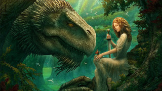 Woman dragon forest tree stump - a sword free wallpaper
