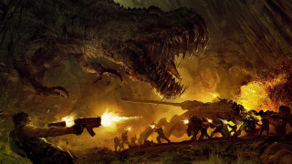 Jungle dinosaur group people man - adam rex free wallpaper