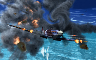 Plane smoking in flight accident - game art free wallpaper