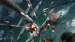 Planes flying water guns boat - over a large body of water free wallpaper