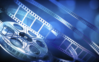 Film reel filmstrip blue lights - video art free wallpaper