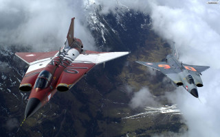 Fighter jets mountain clouds starry - great free wallpaper