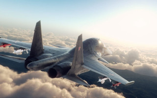 Jet clouds mountains sunlight red - artur tarnowski free wallpaper
