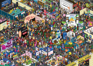 Crowd store city signs people - a large group of people free wallpaper