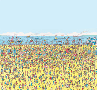 Beach crowd blue sky sunny - free minimalism wallpaper