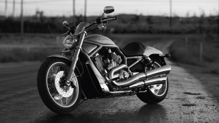 Motorcycle parked road rain side - neoclassicism free wallpaper