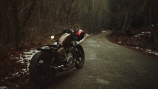 Motorcycle snowy woods tiltshift cinematic - cinematic photography free wallpaper