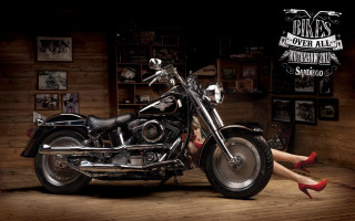 Woman red heels motorcycle wooden - behance hd free wallpaper